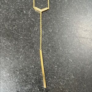 Gorjana Vivienne gold lariat necklace with CZ detail